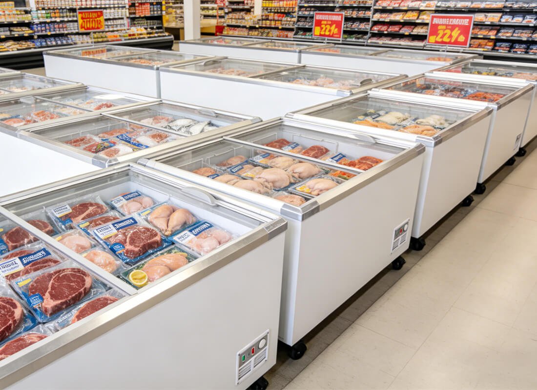 display island freezer for retail shop